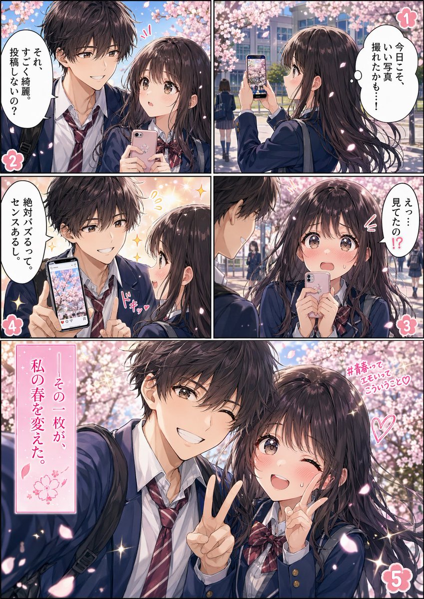 Shoujo Manga: Cherry Blossom Romance — Sora 2 Prompt