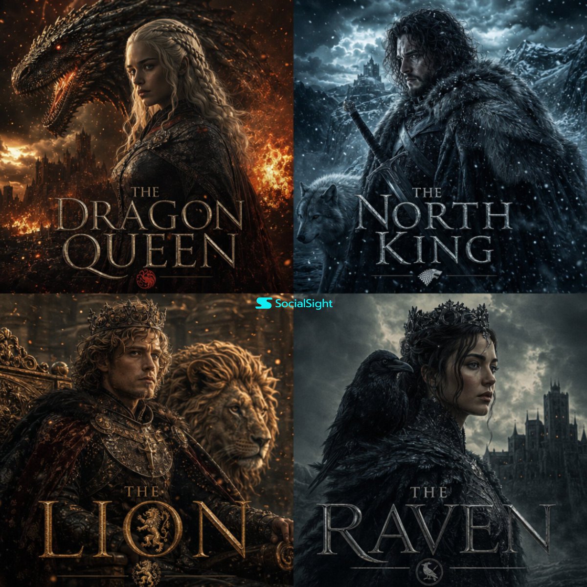 Cinematic Fantasy Poster Grid — Epic Character Panels