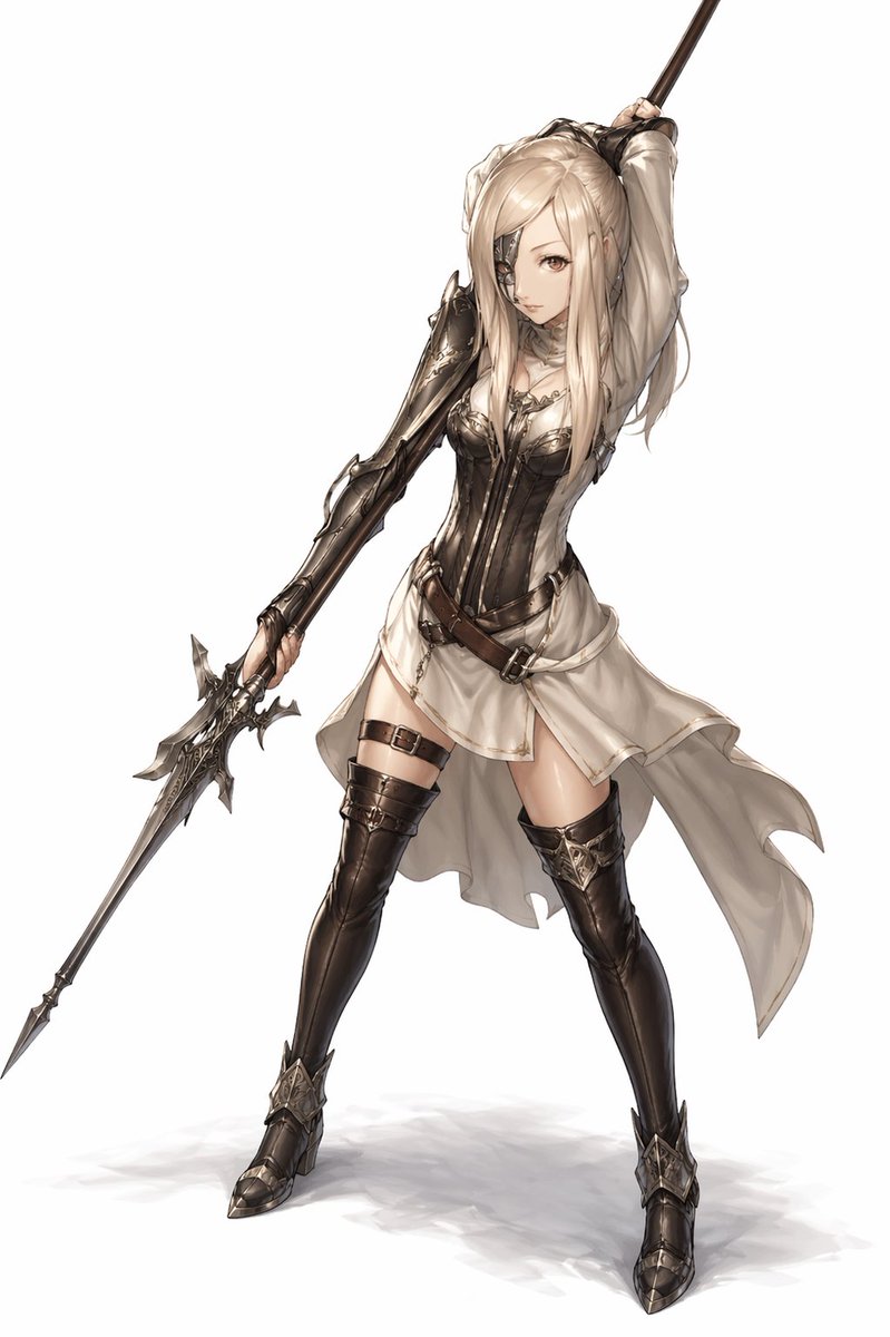 Gothic Anime Spearswoman: Full-Body Prompt — Sora 2