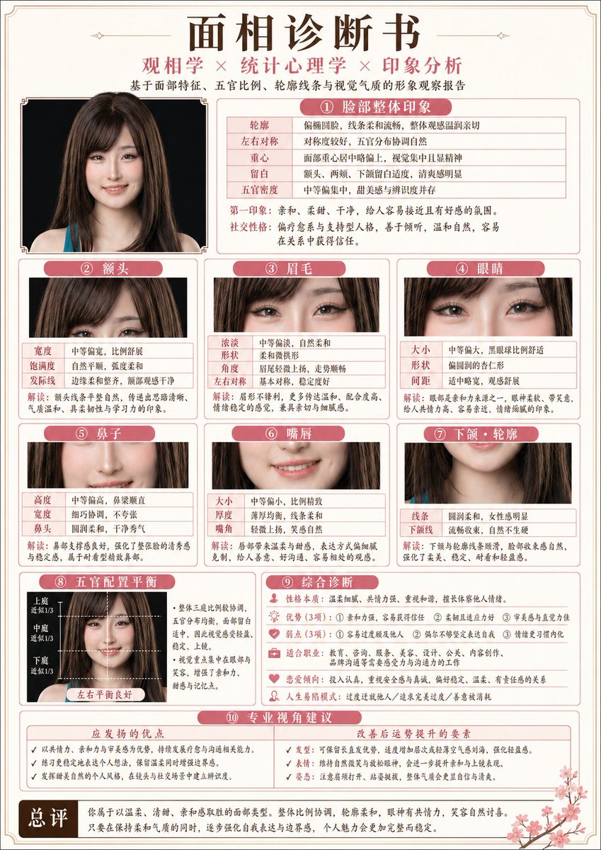 Japanese Face Reading Report — Sora 2 Infographic Prompt