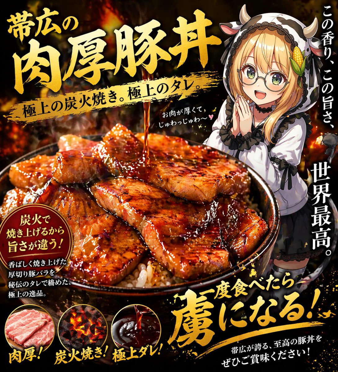 Charcoal-Grilled Japanese Pork Bowl Poster — Sora Prompt