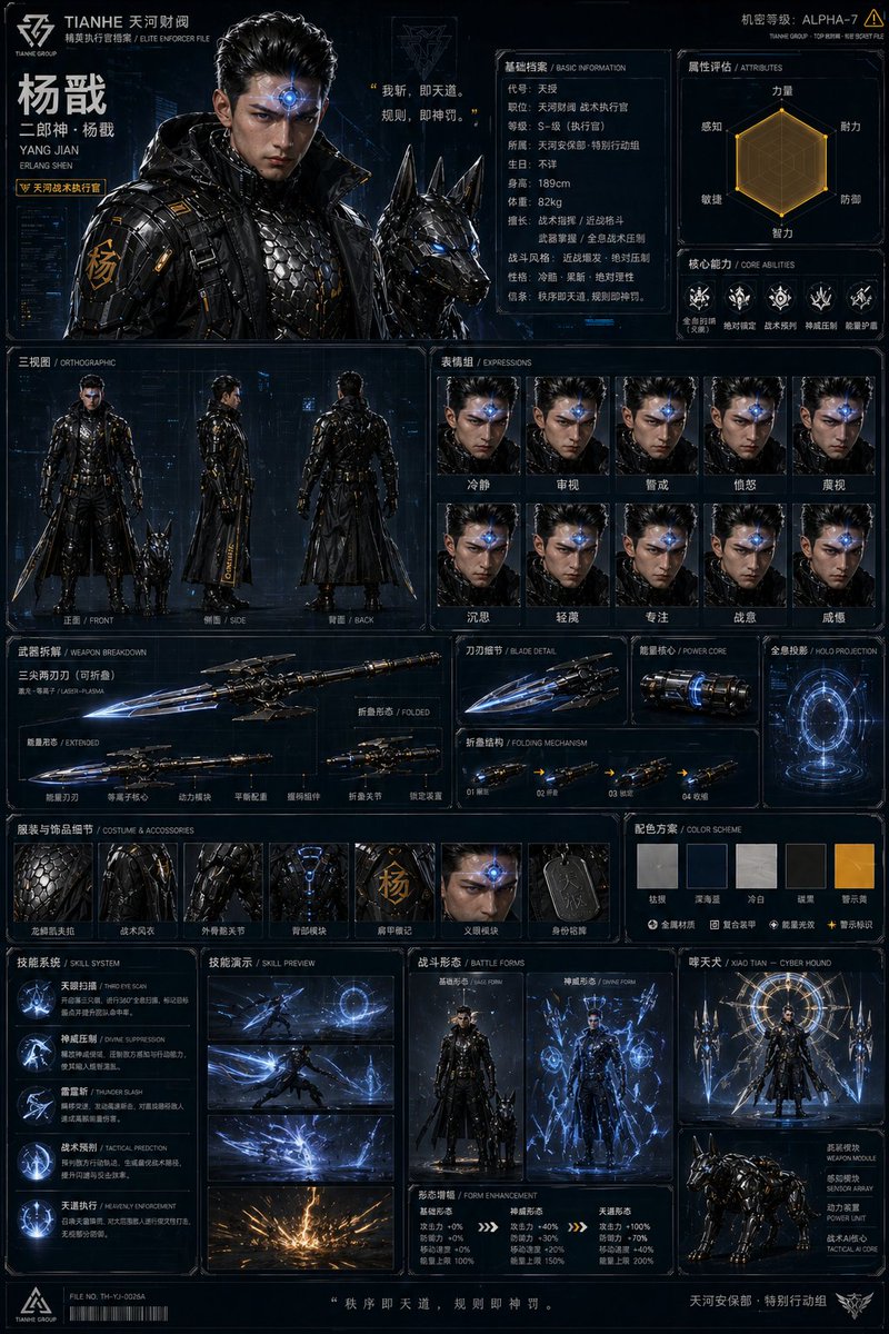 Eastern Cyberpunk Character Sheet: Erlang Shen