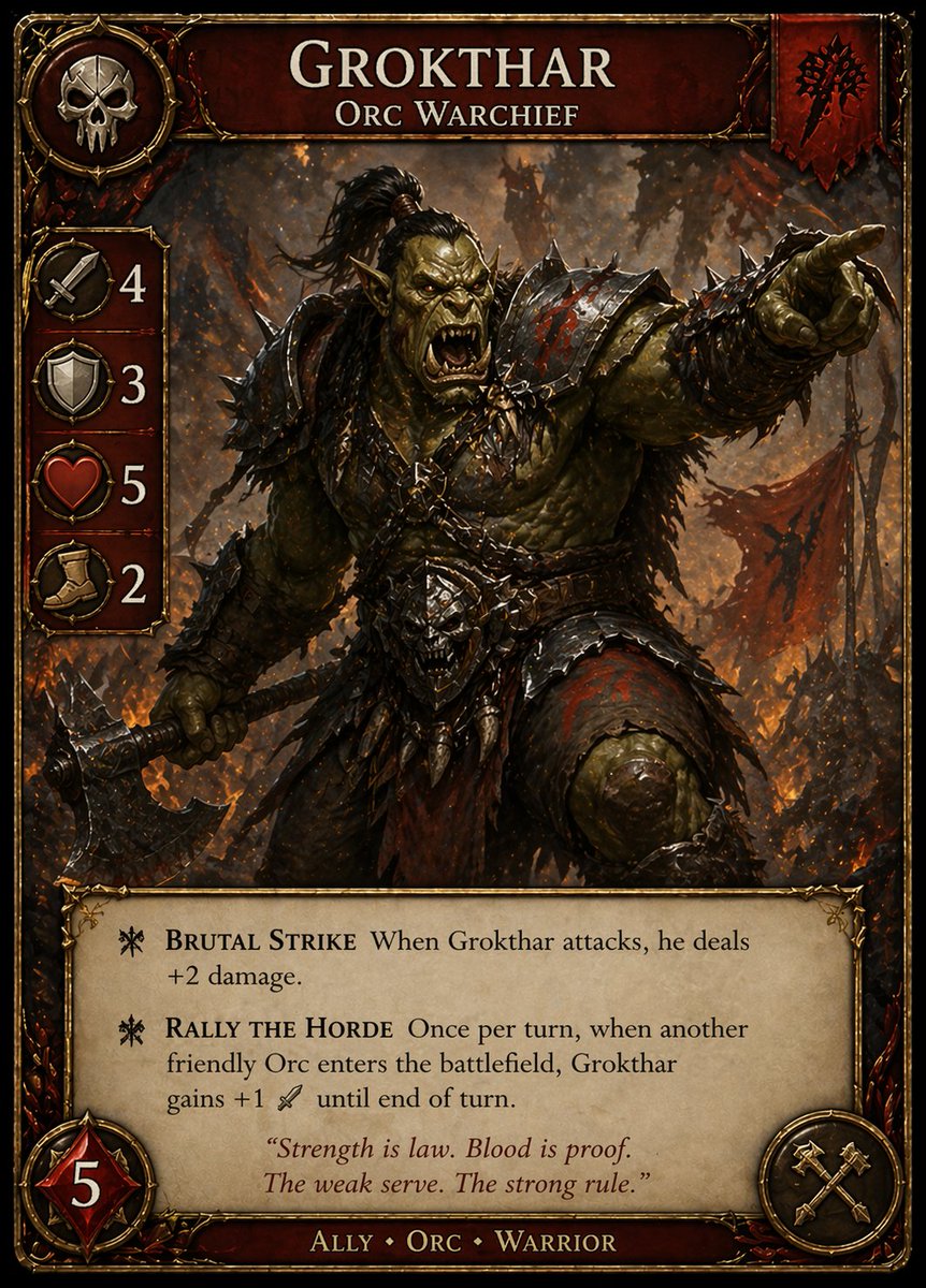 Dark Fantasy Orc Warchief TCG Card Prompt — Sora 2