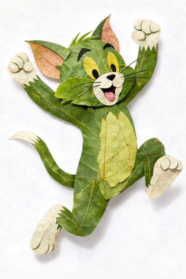 Botanical Leaf Collage Portrait — Sora 2 Prompt