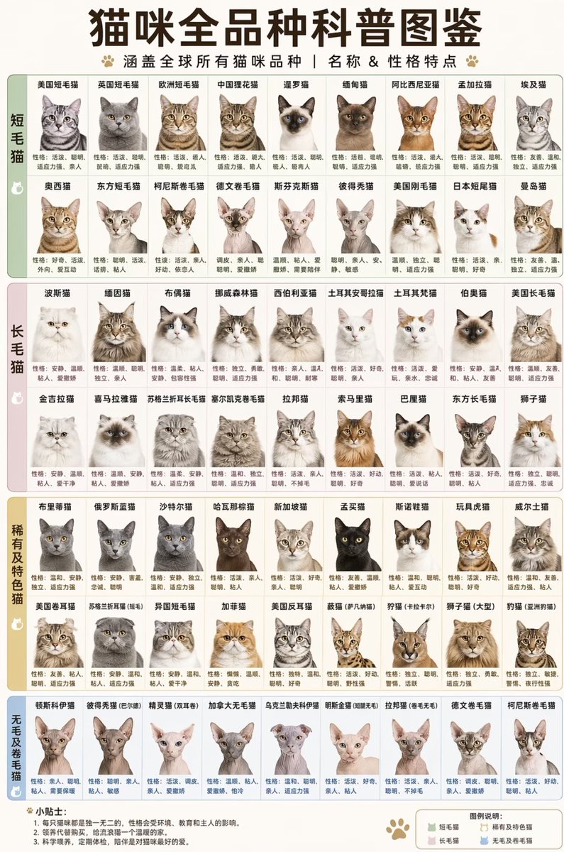 63 Cat Breeds Illustrated — Sora 2 AI Prompt