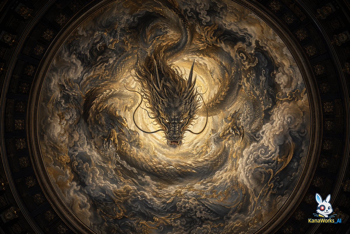 Sacred Dragon Dome Ceiling Mural — Sora 2 Prompt