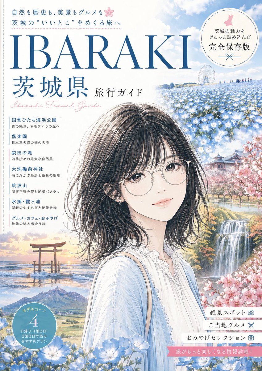 Elegant Japanese Travel Magazine Cover — Ibaraki Prefecture Guide
