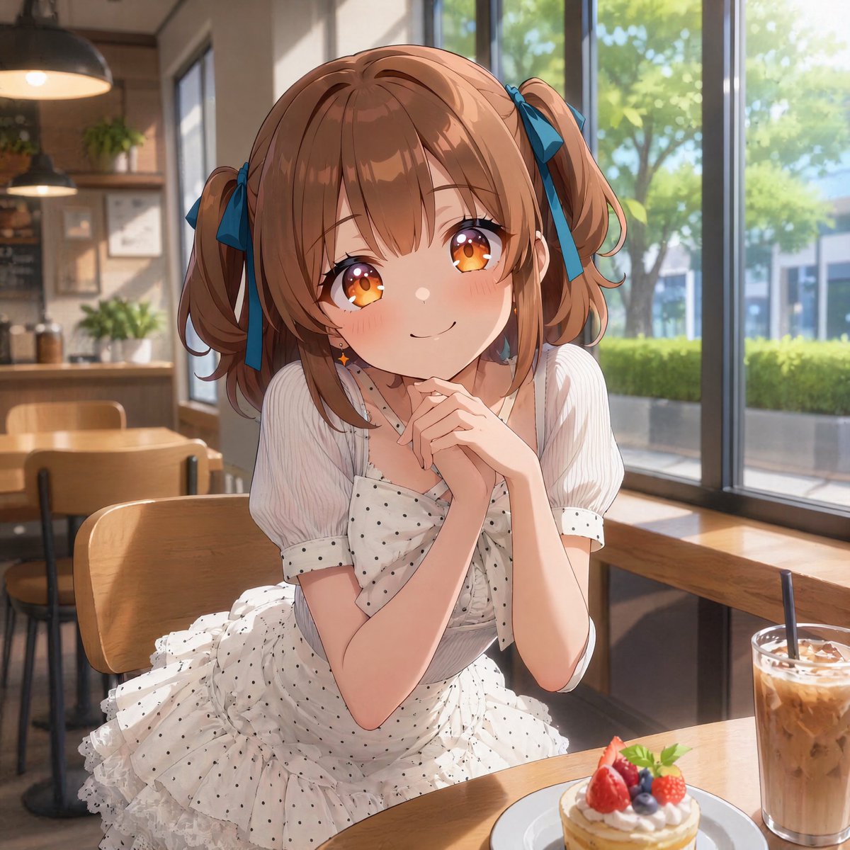 Anime Café Girl with Frill Dress — AI Image Prompt