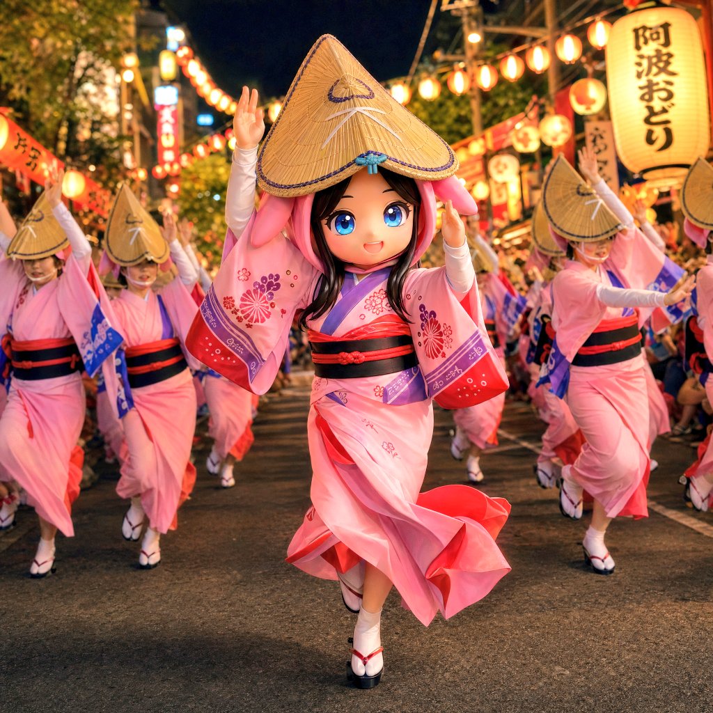 Dynamic Awa Odori Night Festival — Sora 2 Prompt