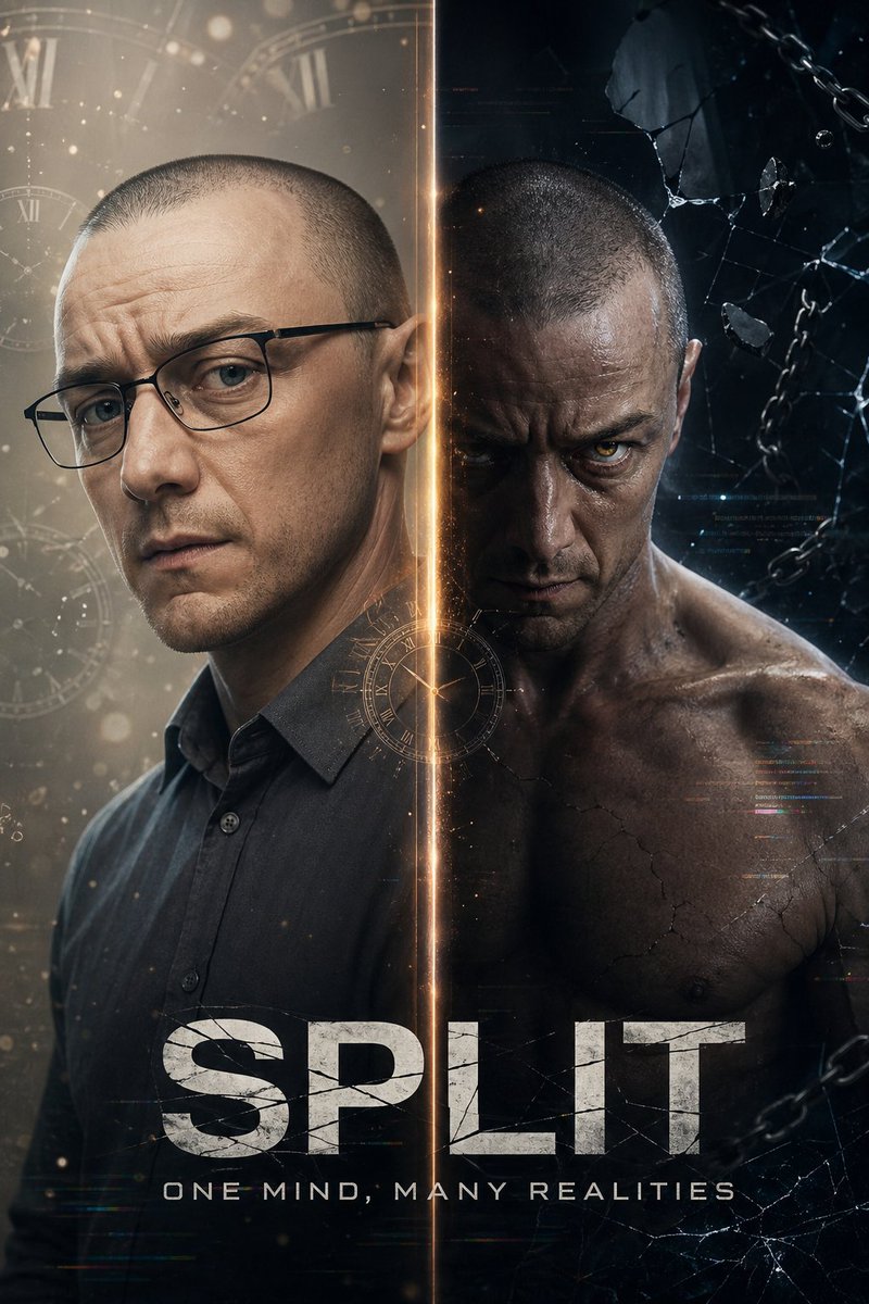 Dual Personality Split-Screen Movie Poster — Sora 2 Prompt
