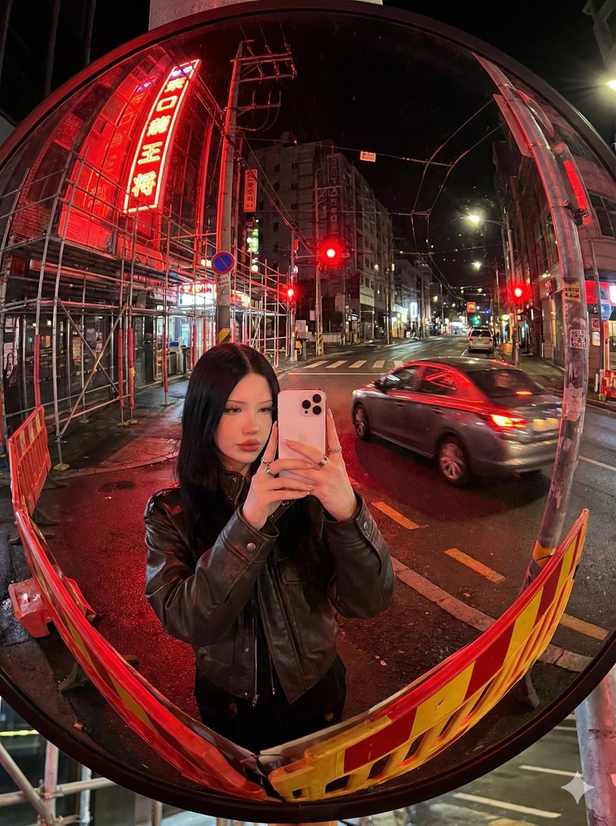 Tokyo Neon Convex Mirror Selfie — Sora 2 Prompt