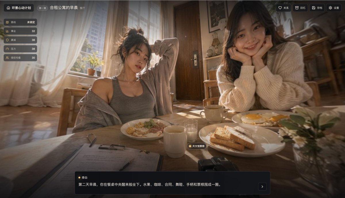 Photoreal Breakfast Date Visual Novel UI Prompt — Cinematic Scene