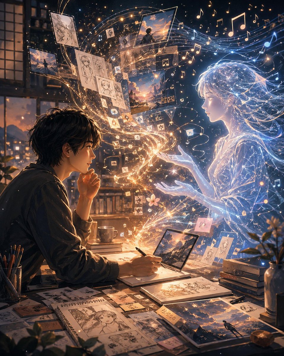 Anime Artist & Ethereal Muse — Cinematic Studio Prompt