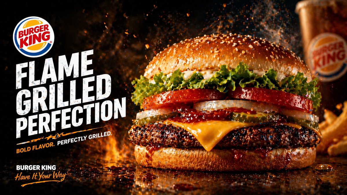 Flame-Grilled Burger Ad Poster — Sora 2 Prompt