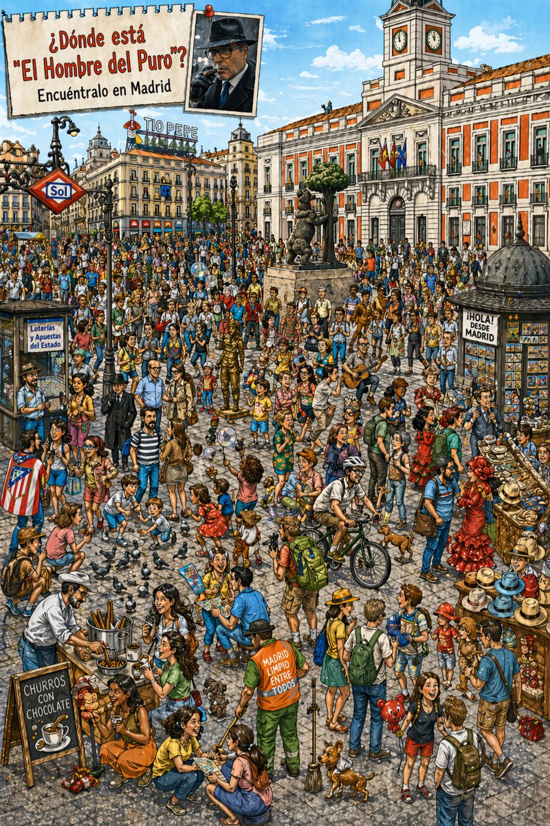 Find the Cigar Man: Madrid Where's Waldo? Sora Prompt