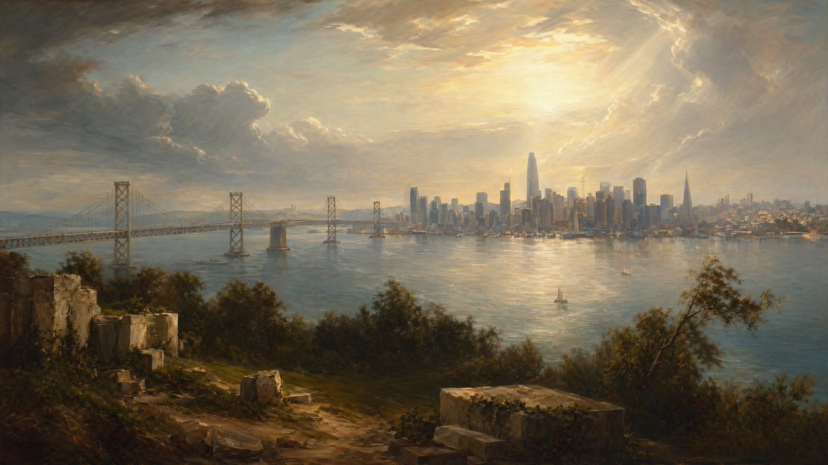 Romantic Bay City Oil Painting Prompt — Sora 2 AI