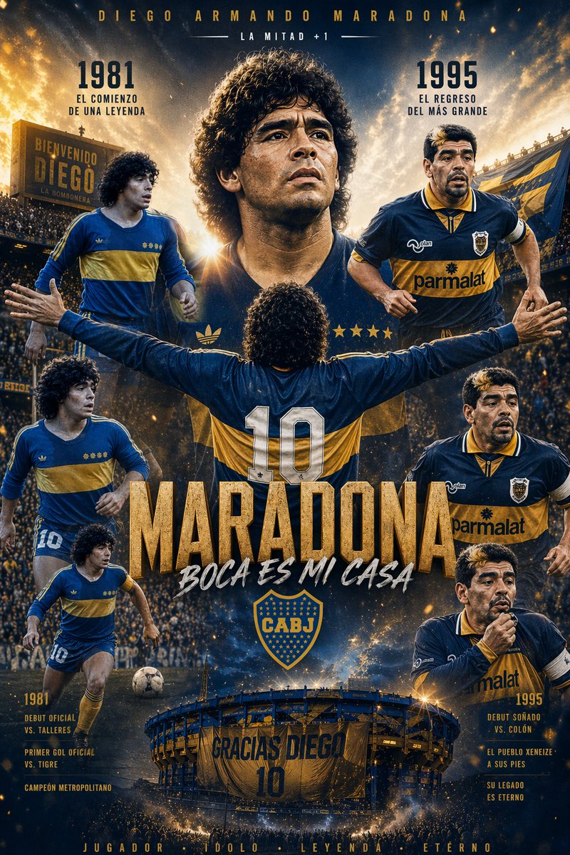 Maradona at Boca Juniors: Infographic Poster Prompt