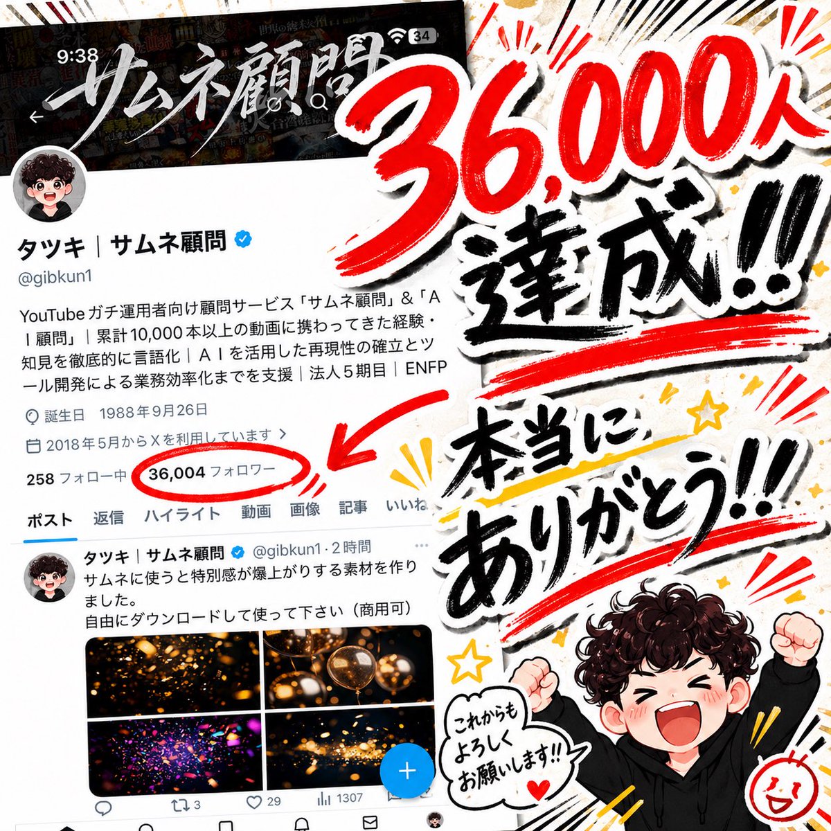 Japanese 36K Followers Celebration — Sora 2 Prompt