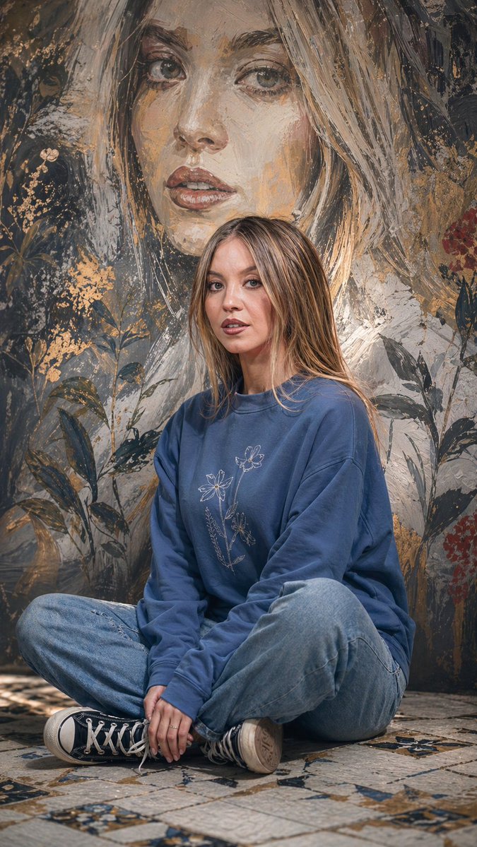 Artistic Portrait with Abstract Mural — Sora 2 Prompt