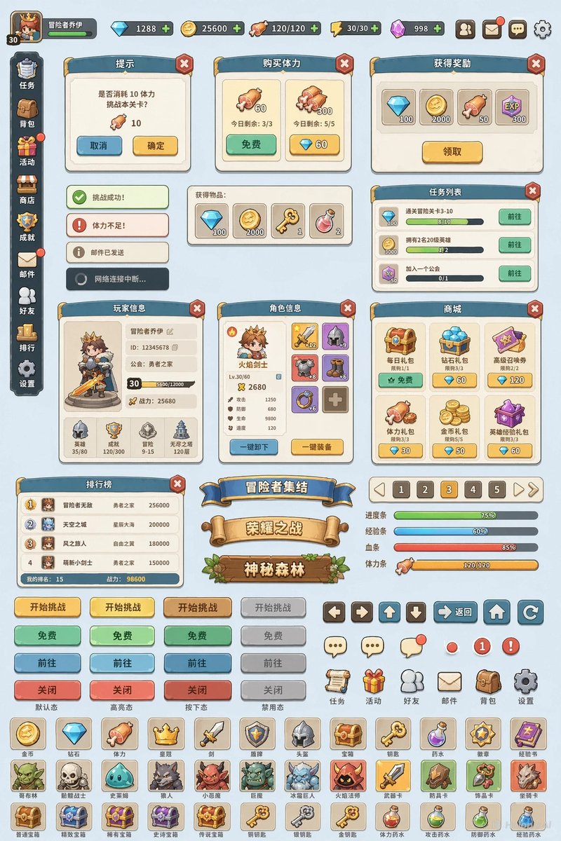 Game UI Kit Generator — Sora 2 Prompt