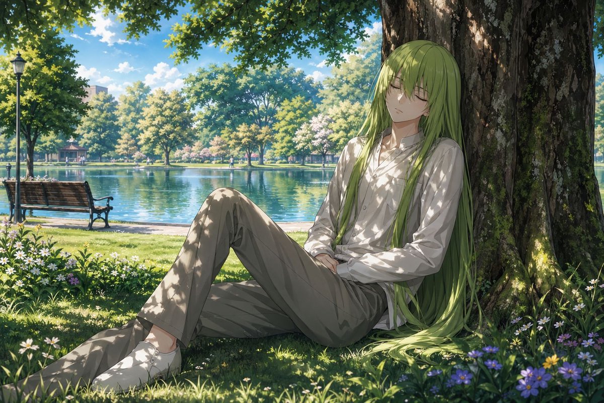 Anime Character by Lakeside Tree — Sora 2 Prompt