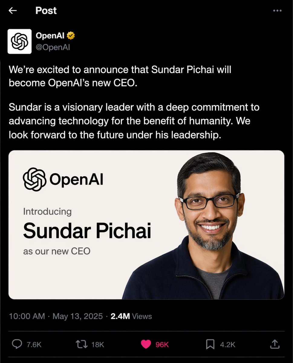 Fake CEO Announcement Tweet on X — Sora Prompt