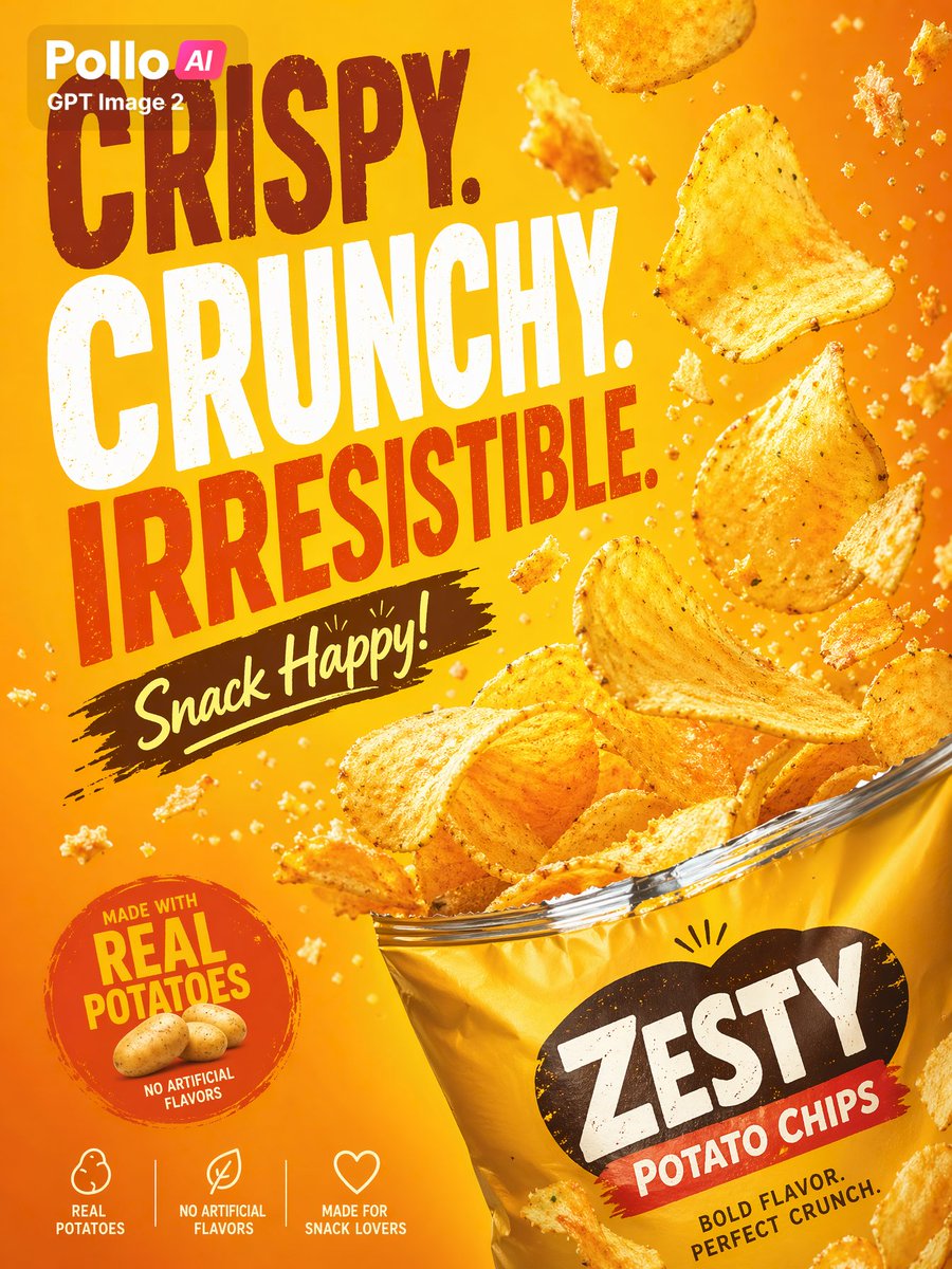 Bold Chip Commercial Poster — Eye-Catching Snack Ad Prompt