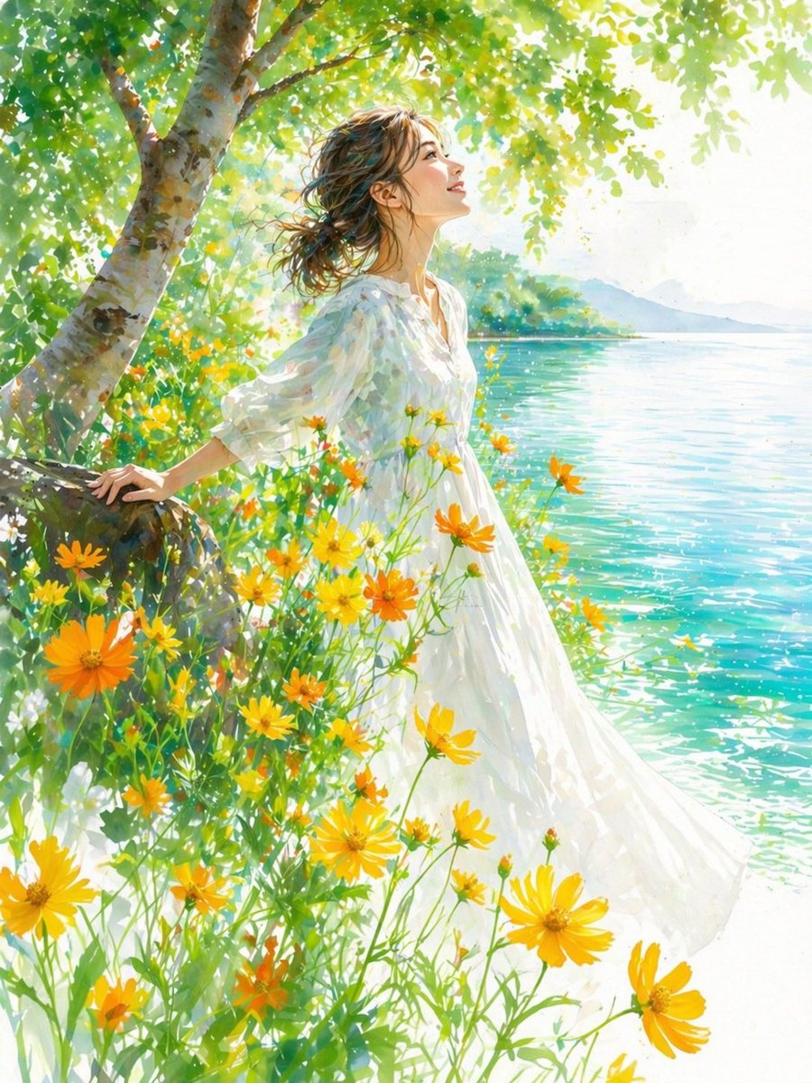 Impressionist Woman by Lake with Wildflowers — Sora 2 Prompt