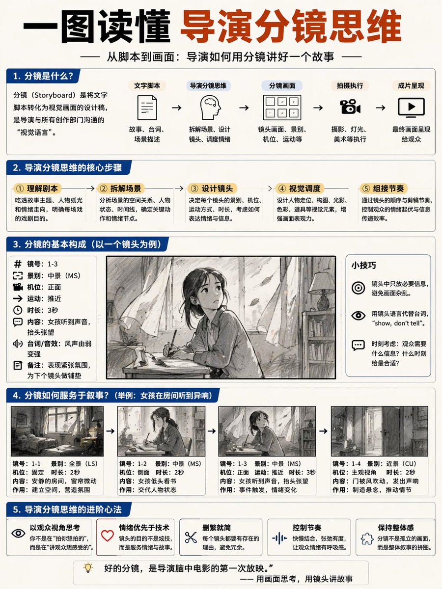 Storyboard Thinking Infographic — AI Prompt for Directors