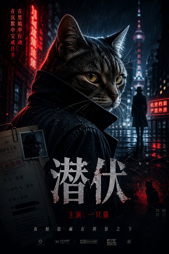 Cat Spy Movie Poster Prompt — AI Image Generator