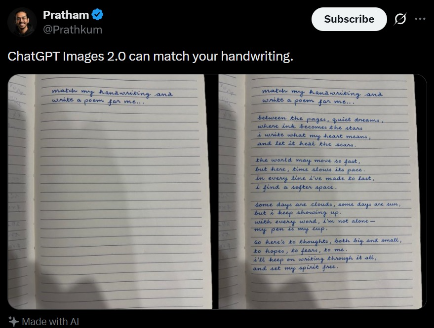 Handwriting Match Screenshot Prompt — Realistic X/Twitter Post