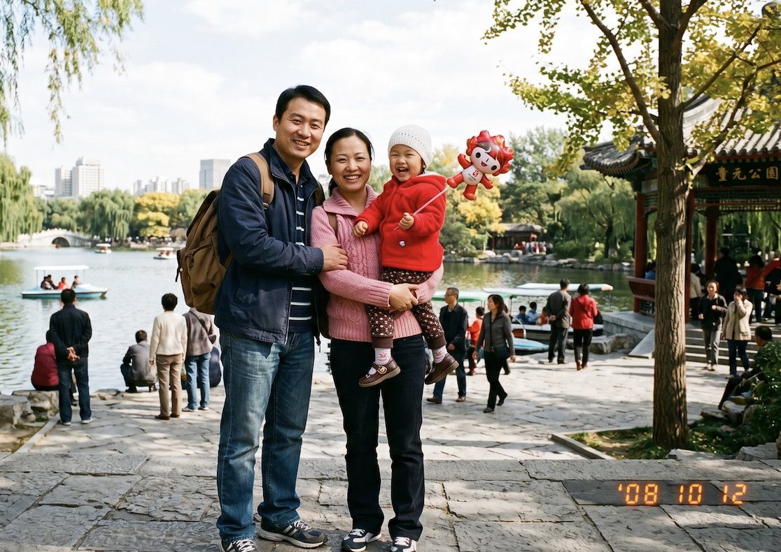 2008 Chinese Family Park Snapshot — Sora 2 Prompt