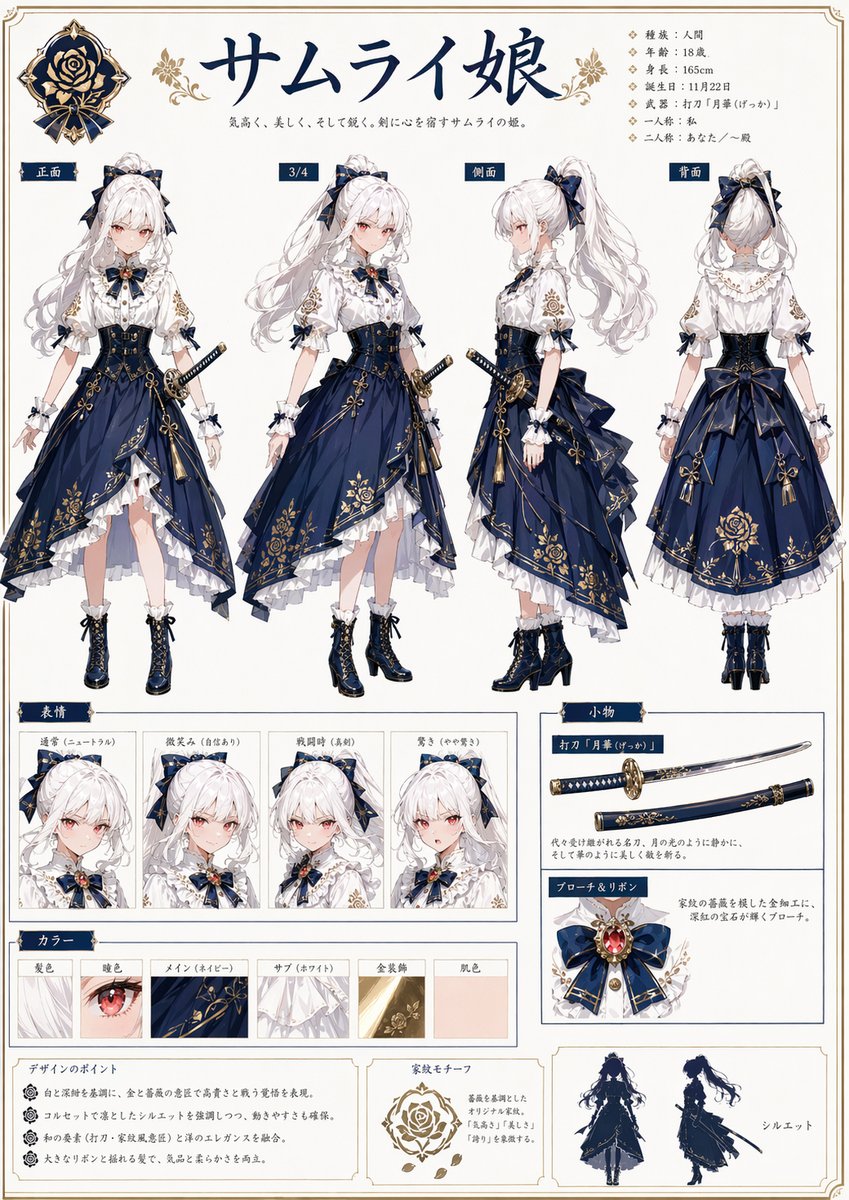 Samurai Princess Anime Character Design Sheet — Sora 2 Prompt