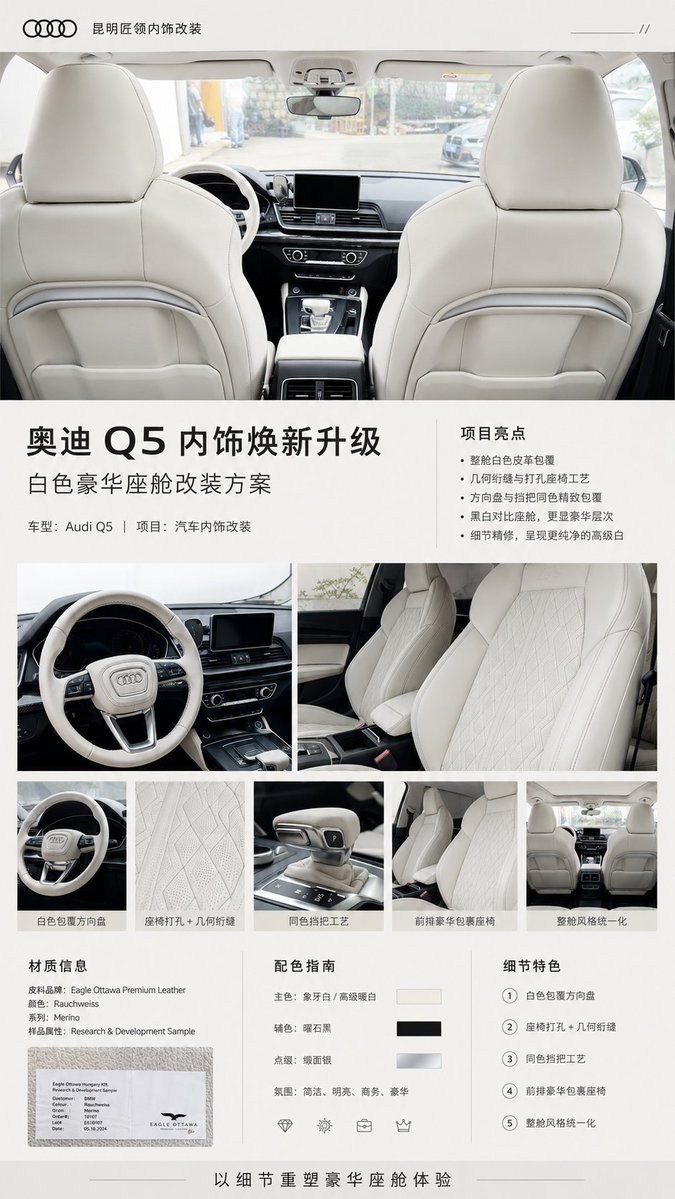 Audi Q5 White Leather Interior Brochure — Luxury Prompts