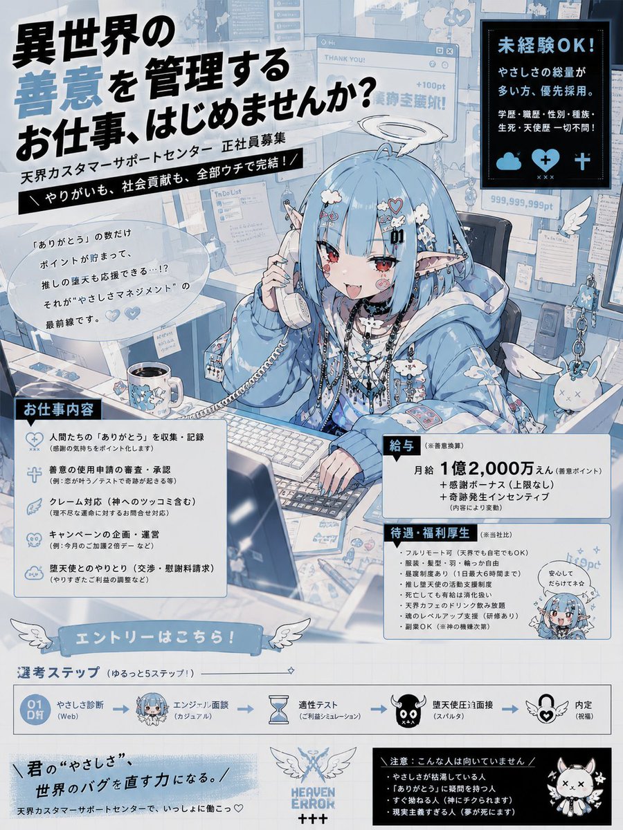 Job Ad Character Illustration — Sora 2 Prompt