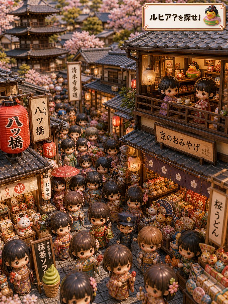 Kyoto Hidden Mascot Tilt-Shift Diorama — Sora 2 Prompt