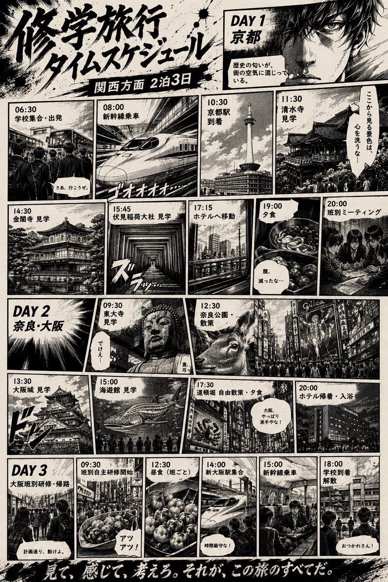 Manga Style Shinkansen School Trip Timetable — Sora 2 Prompt