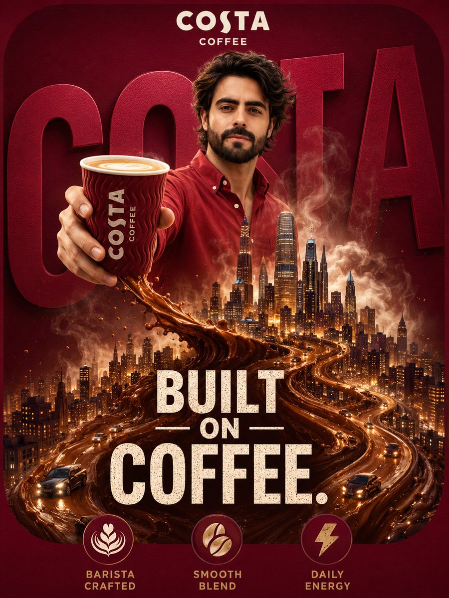 Surreal Costa Coffee Ad Poster — AI Prompt