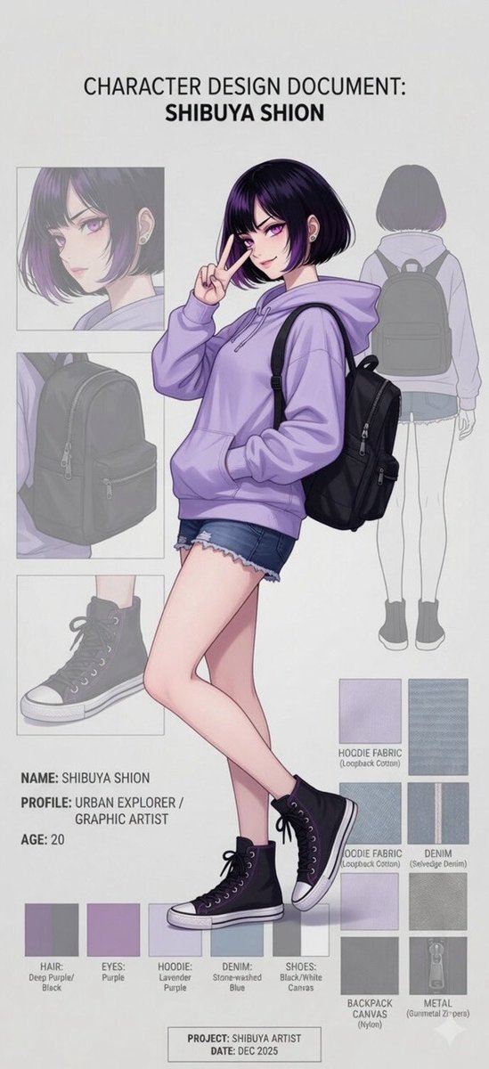 Anime Character Design Sheet — Full Reference Template