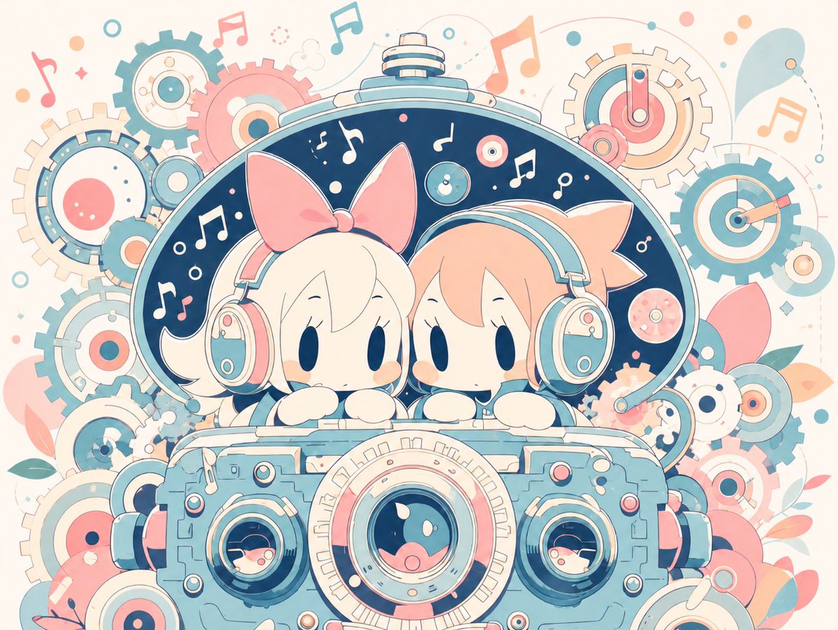 Kawaii Twin Girls & Retro Camera — Soft Pastel Anime Prompt