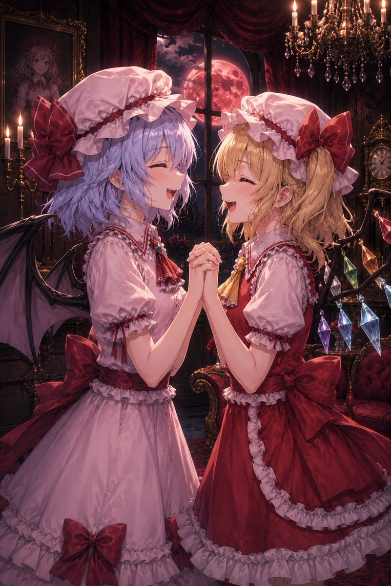 Gothic Vampire Sisters Anime Prompt — Detailed Victorian Mansion Scene