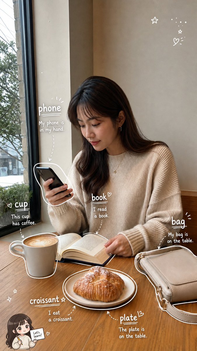 Cozy Café Vocabulary Log — Sora 2 Prompt