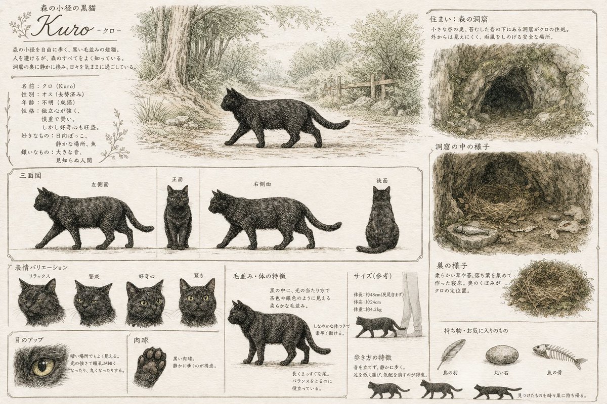 Vintage Creature Concept Art Sheet — Sora 2 Prompt
