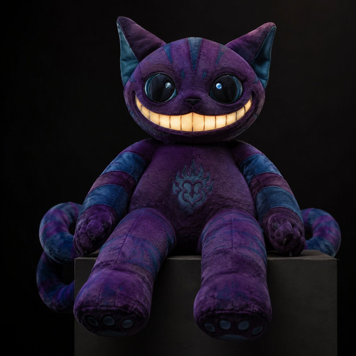 Cheshire Cat Plush Toy — Studio Product Photo Prompt