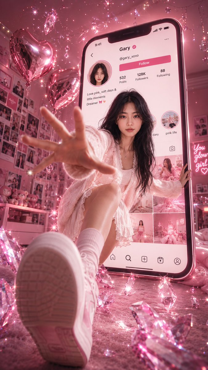 Surreal Pink Social Media Poster — Sora 2 Prompt