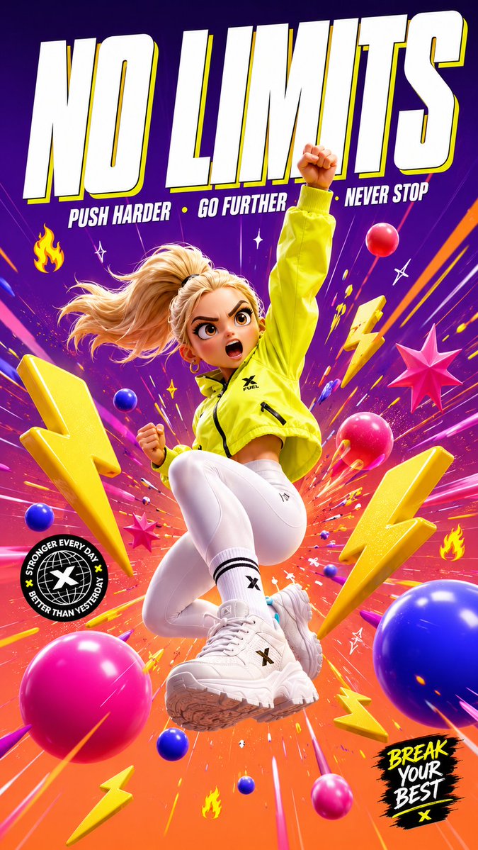 3D Cartoon Sports Poster — Dynamic Jump Pose Sora Prompt