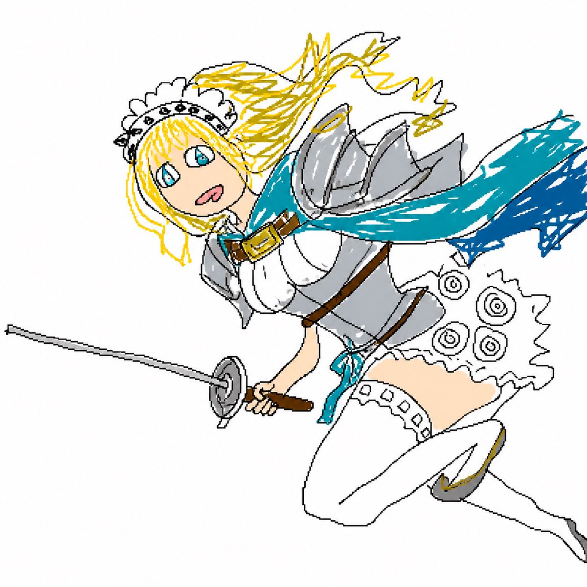 Anime Maid Knight Doodle — Hand-Drawn Fantasy Prompt