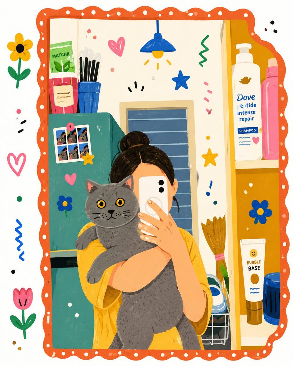 Flat Folk Art Illustration — Whimsical Photo Transform