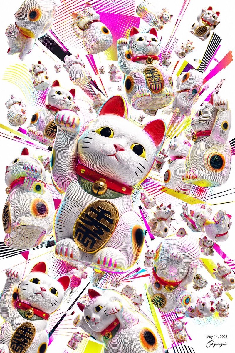 Pop Art Lucky Cat Explosion — Vibrant 3D Poster Prompt