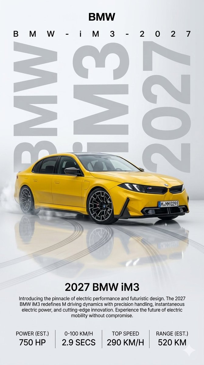 2027 BMW iM3 Electric Launch Poster — Sora 2 Prompt